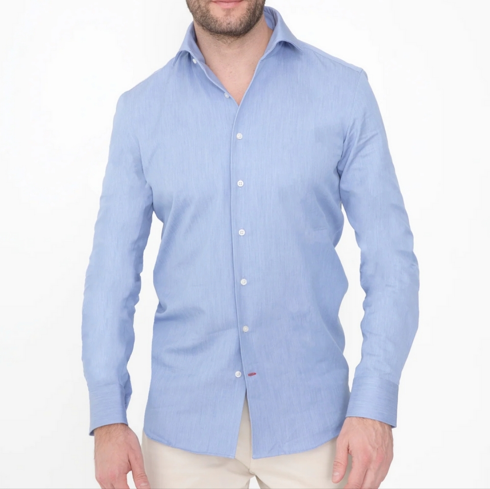 Cremieux DENIM LIKE ENZYME WASH STONE ONE PIECE COLLAR SHIRT